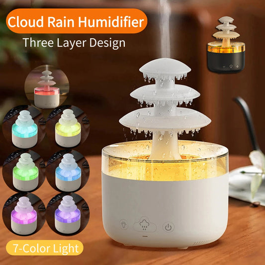 For Picks™ CloudRain Humidifier: USB-Powered, Silent Mist, Colorful Aromatherapy